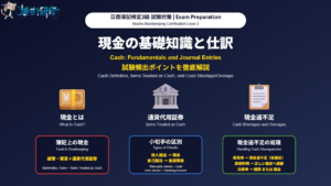 日商簿記検定3級 試験対策 - 現金の基礎知識と仕訳 アイキャッチ画像