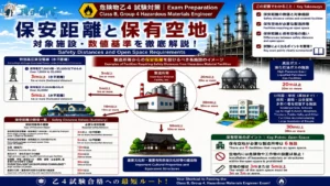 危険物乙4 保安距離と保有空地 対象施設・数値基準 アイキャッチ画像