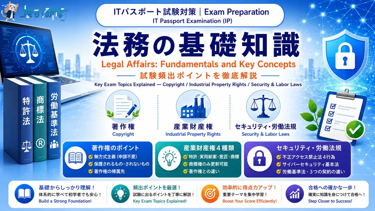 ITパスポート試験対策 - 法務の基礎知識 アイキャッチ画像