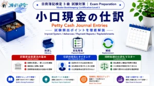 日商簿記検定3級 試験対策 - 小口現金の仕訳 アイキャッチ画像