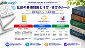 日商簿記検定3級 試験対策 - 仕訳の基礎知識と借方・貸方のルール アイキャッチ画像