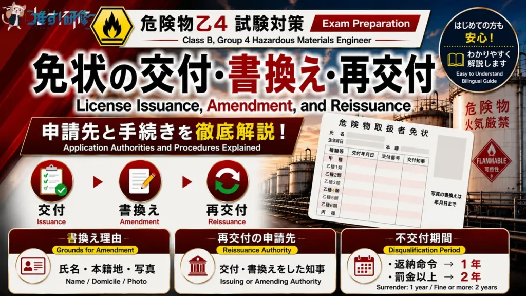 危険物乙4 免状の交付・書換え・再交付 申請先と手続き アイキャッチ画像