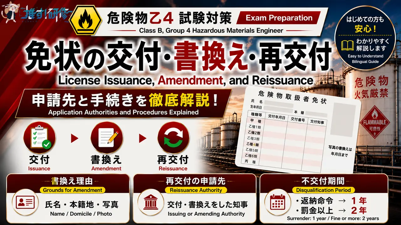 危険物乙4 免状の交付・書換え・再交付 申請先と手続き アイキャッチ画像