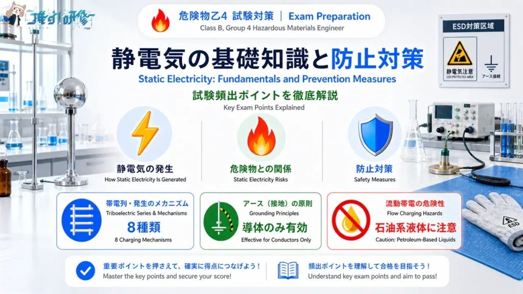 危険物乙4 静電気の基礎知識と防止対策 アイキャッチ画像