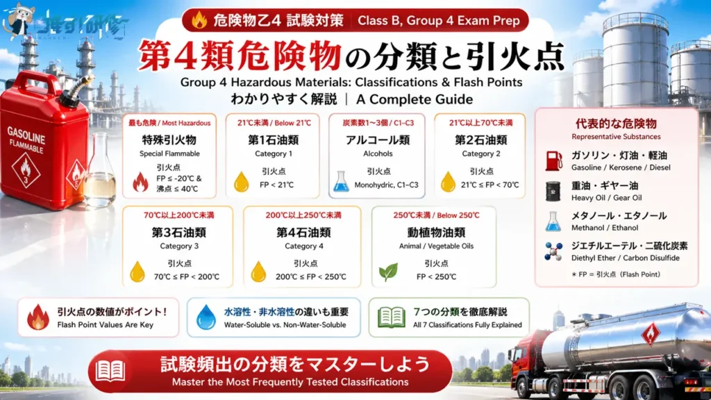 危険物乙4 第4類危険物の分類と引火点をわかりやすく解説 アイキャッチ画像