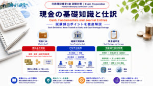日商簿記検定3級 試験対策 - 現金の基礎知識と仕訳 アイキャッチ画像