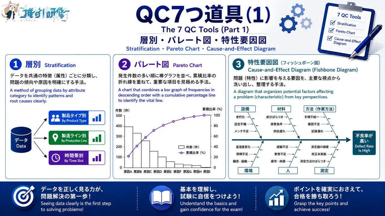 QC3試験対策 - QC7つ道具(1)を徹底解説 アイキャッチ画像