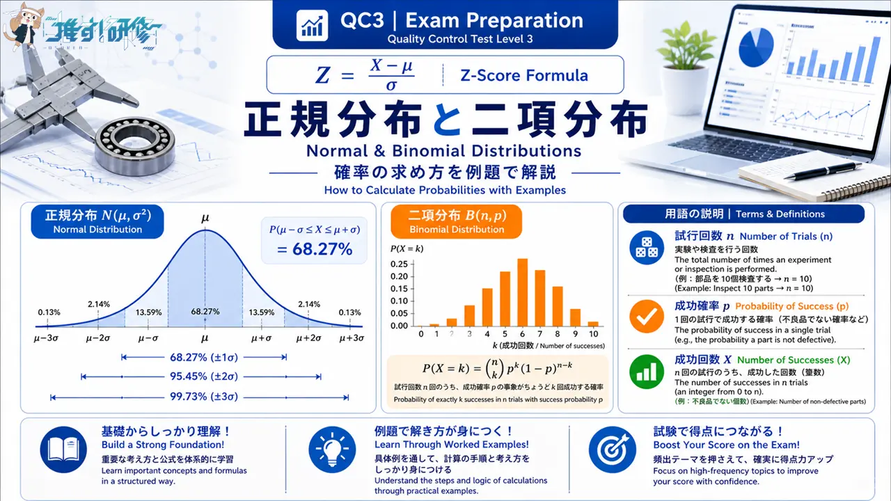 QC3 正規分布と二項分布の理解 アイキャッチ画像