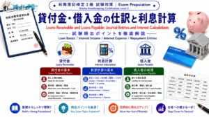 日商簿記検定3級 貸付金・借入金の仕訳と利息計算 アイキャッチ画像