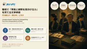 芥川龍之介『藪の中』に学ぶ文学研修｜職場で「事実と解釈を見分ける力」を育てる法人向けプログラム　古典文学を活用したオーダーメイド研修・特許取得の定着フォローアップ・多言語対応オプションあり｜オスケン株式会社